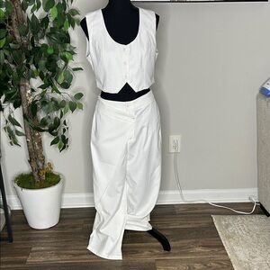 Commense White Jumpsuit with Vest